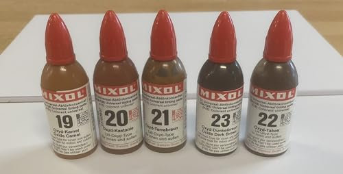 Homa Mixol Set Braun 5 x 20ml Nr. 19, 20, 21, 22, 23, Universal Abtönkonzentrat.