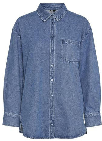 PIECES Damen Jeanshemd PCMAISIE 17150991,Medium Blue Denim,XS