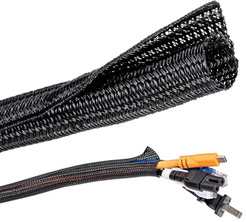 Organizador Cables 12-20mm 3m, Manguera de Cable Negra, Funda Cierre automático para Ocultar TV, Ordenador, PC, Cable de Auto, hogar, Oficina, Protector de Cable para Perro, Gato