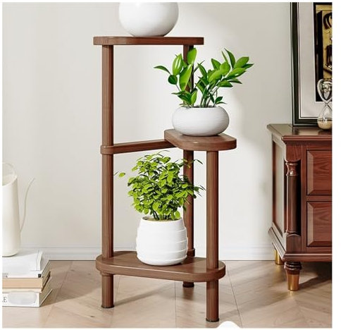 Blumenständer Pflanzenständer Blumentreppe Holz-Pflanzenständer Für Drinnen Und Draußen, 3-stufiges Pflanzenregal, Hohes Eck-Pflanzenregal Blumenbank Pflanzenregal Blumenregal ( Color : Brown , Size :