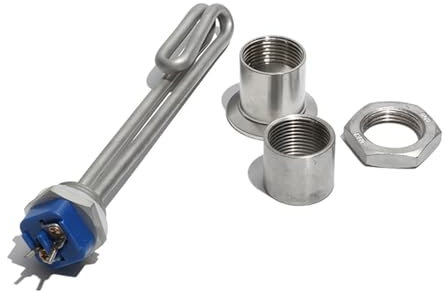 FULIMEI 1 Inch BSP/NPT 304SS Heating Element 220~240V 1KW/2KW/3KW Screw In Type Immersion Water Heater For Water Boiler With Accessories (Color : BSP Thread, Size : 220-240V_3KW 230MM)