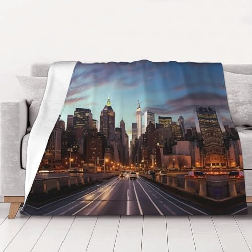 ESASAM Decke mit Aufdruck New York City, perfekt für Bett, Sofa, Camping oder Reisen