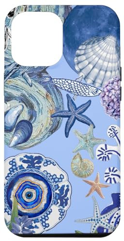 Italian Blue Aesthetic Evil Eyes Collage European Summer Case for iPhone 12 Pro Max