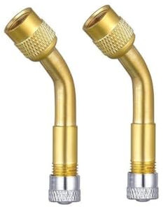 Manovella Fahrradventil Verlängerung - Ventiladapter - Ventilverlängerung Set für Auto, Motorrad. Roller, Scooter Fahrrad Schubkarren (2 x 135 Grad)