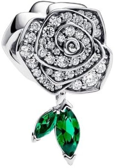 Femme Charms Des roses scintillantes qui fleurissent Coccinelle rouge Argent Sterling 925 Pendentif avec Zircon Cubique pour Bracelet