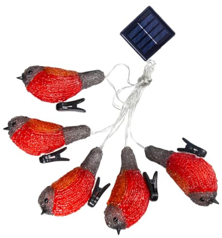 LABRIMP Solarbetriebene -Lichterkette mit Rotkehlchen Gartendekoration Vogellampe für festliche Feiern leicht zu tragen