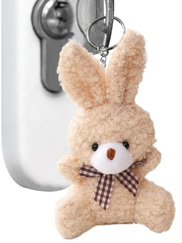Flauschiger Hasen-Schlüsselanhänger, Plüsch-Kaninchen-Schlüsselanhänger - Gefüllter Schlüsselanhänger fürs Auto - Weicher süßer Hasen-Schlüsselanhänger, Kuscheltier-Schlüsselanhänger, künstlicher Kan