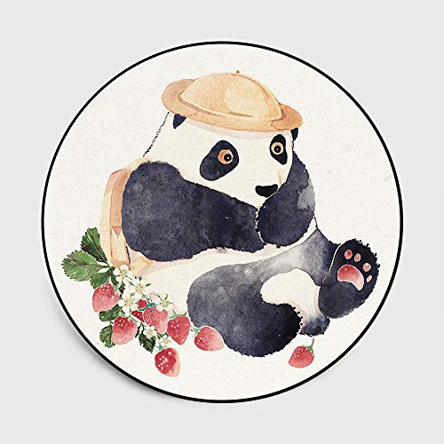 HAHII Teppich rund Panda 100CM Waschbarer Rutschfester Innenteppich, geeignet für Wohnzimmer, Schlafzimmer, Kinderspielzimmer