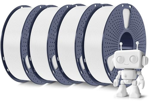 SUNLU 4KG High Speed PLA Meta Filament Bundle, PLA 3D Drucker Filament 1,75mm ±0,02mm, Robusteres Sauber Gewickeltes 3D Filament, Insgesamt 4kg, 1kg pro Spule, meta Weiß