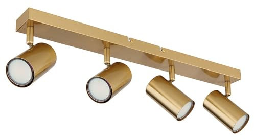 GLOBO Deckenstrahler 4 flammig Deckenlampe gold Wohnzimmerlampe Deckenleuchte, Spots beweglich, 4x GU10 Fassungen, LxBxH 56x6x12 cm