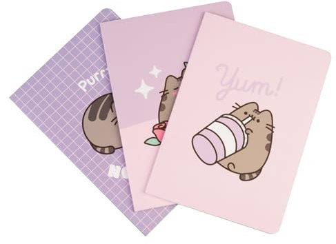 Grupo Erik 3er Pack Pusheen Cat Notizbücher A5 - Notizbuch klein-1 Notizbuch Liniert, 1 Dotted und 1 Blanko - Notizblock A5 Pusheen Merch Kawaii Schulsachen
