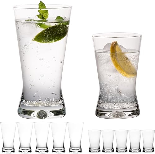 PLATINUX Trinkgläser Set 200ml + 300ml Wassergläser X-Form 12-Teilig Saftgläser aus Glas 'CrossLine' Spülmaschinenfest
