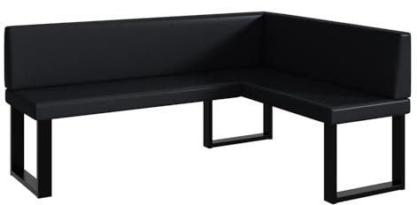 MEBLINI Eckbank für Esszimmer - Küchenbank - Essecke - Sitzecke Küche - ERIC - U-Beine 128x168x87cm Rechts - Schwarz Kunstleder
