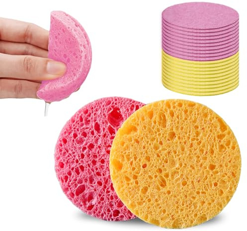 Gesichtsschwamm,20 Stück Compressed Facial Beauty Sponges,Natürliche Schminkschwamm,Wiederverwendbarer,Make up Kosmetik Schwämmchen,Spa-Schwämme für die Gesichtsreinigung,Abschminken,Peeling-Maske