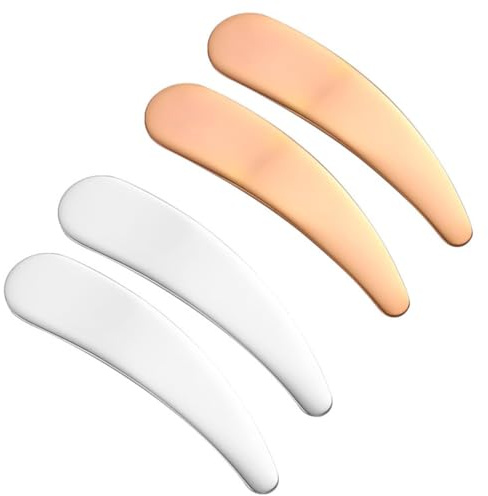 TSUOUKL 4PCS Kosmetikspatel, Kosmetik Metall Spatel, Make Up Gebogenen Spatel Mini Kosmetikspatel Make up Applikator Beauty Scoop für Creme Gesichtsmaske Lotionen Feuchtigkeitscremes