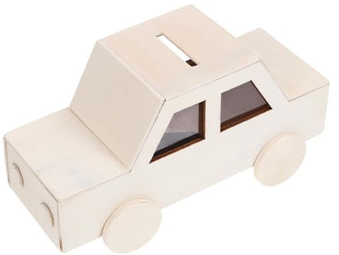BESPORTBLE Wooden Car Piggy Bank Diy Unfinished Coin Bank for Students Craft Saving Box Money Change Container
