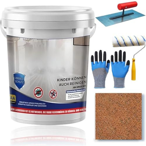 Peinture de sol époxy couleur sable, revêtement époxy auto-nivelant très brillant, 0,5/1/2/3 kg, peinture imperméable et antidérapante, pour garage extérieur (orange, 0,5 kg)