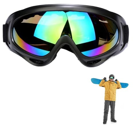 Masques et Lunettes de Ski,Lunettes de Ski et Masque Snowboard Anti-buée,Protection Uv400 Masques de Snowboard pour Hommes & Femme,UV Protection,Anti-Buée,Coupe-Vent pour Garçons et Filles