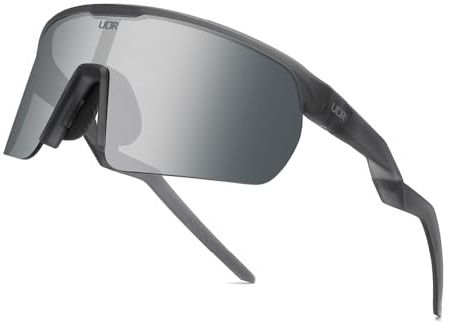 Sportbrille für Herren & Damen – Hochwertige Fahrradbrille für Herren & Damen mit UV 400 Schutz – schnelle Brille ideal zum Radfahren, Laufen, Sport-Sonnenbrille (FLASH - Clear-Smoke (Silbernes Glas))