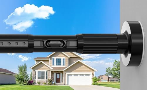 ZYKORT Tension Curtain Rod 39-137In (3.3-11Ft), Heavy Duty Outdoor Tension Rod for Patio Window, One-Click Telescopic Rod, Adjustable Shower Curtain Rod No Drilling for Bathroom Renter Friendly, Black