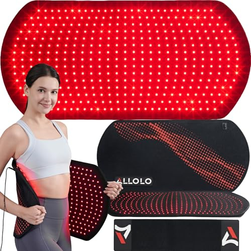 ALLOLO Red Light Therapy for Body, 3 in 1 LEDs Red Light Therapy Belt with Timer Remote Control, 660nm 850nm Infrared Light Therapy Pad for Body Waist Shoulder Knee, 32.7 x 15.7 Large Area
