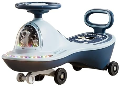 ROSEEONNE twist car Wiggle Scooter With LED Flashing Wheels & Music Anti-Rollover & Flexible Steering Ride On Toys For Outdoor Indoor Swing Car wiggle car(Blu,Normal wheel)