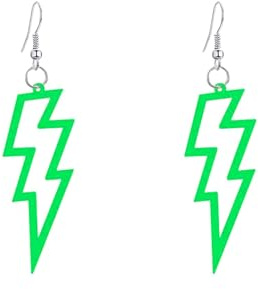 Blitzbolzen Ohrringe, Retro Stil Neon Acryl Ohrringe, 80er 90er Jahre Accessoires, Retro Ohrring, für Mottoparty Kostüm Party Maskerade Frau Mädchen (Grün)