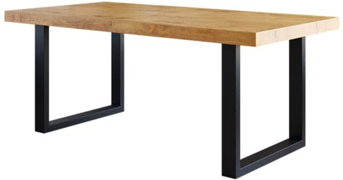 FURNEO | Esstisch - Ausziehbarer Tisch - Klapptisch Esstisch - ausziehbar - mit Metallbeinen - Loft (Lancelot, 80x140x240, Schwarz)