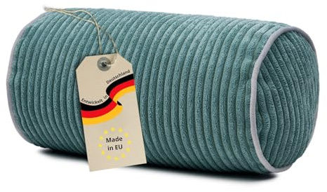 liebling Cord Nackenrolle 20x40 cm, Kopfkissen, Zierkissen, Sofakissen, Kissenrolle, Schlafrolle, Deko Kissen Füllung, Waschbar bis 30 Grad, Serie Elani, Aqua