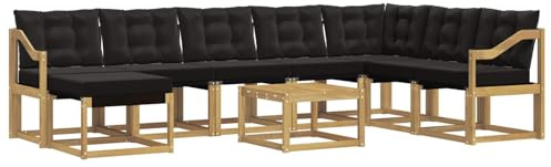 vidaXL Outdoor-Sofagarnitur 9 pcs Weiß und Schwarz, Modernes Garten-Sofa-Set, wetterfeste Möbel, strapazierfähige Couch, perfekte Sitzgelegenheit am Pool