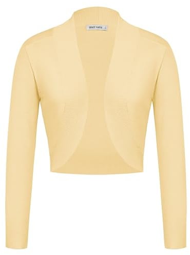 GRACE KARIN Women's Cropped Boleros Shrugs Long Sleeves Open Front Cardigan Sweater