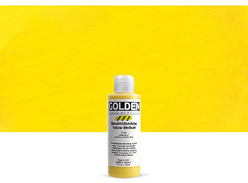 Golden Fluid Acrylic, 4 Ounce Bottle, Benzimidazolone Yellow Medium (2008-4)
