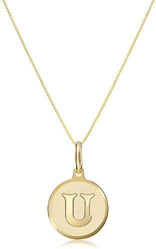 14 Karat 585 Gold Verschiedene Buchstabe Anhänger Mit Kette Gelbgold (U)