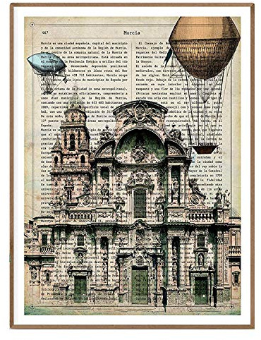 Nacnic Vintage Poster von Murcia. Illustration, Foto und Collage mit der Geschichte der spanischen Städte. Größe A4 Papier bedruckt 250 Gramm.