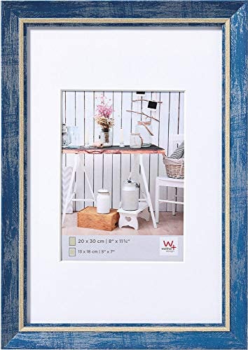 walther design Bilderrahmen blau 13 x 18 cm mit Passepartout, Chalet Designrahmen EL318L