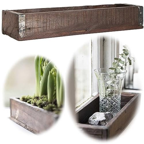 LS-LebenStil Vintage Holz Aufbewahrungsbox - Unika - 43x13x6cm - Braun - Holzkiste Besteckkasten Besteckkorb Küchenorganizer Küche Büro Schreibtisch Schublade Organizer Holzbox Ordnungsbox