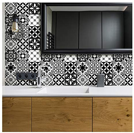 Stickers adhésifs carrelages | Sticker Autocollant Carreaux de ciment - Mosaïque carrelage mural salle de bain et cuisine | Carreaux de ciment adhésif mural - azulejos 15 x 15 cm - 30 pièces