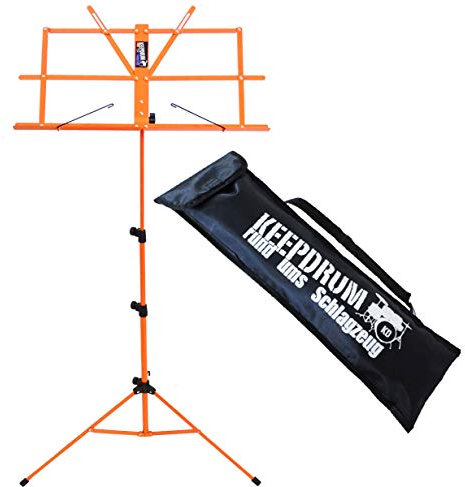 keepdrum MUS2OR Notenstaender Notenpult Orange + Trage-Tasche