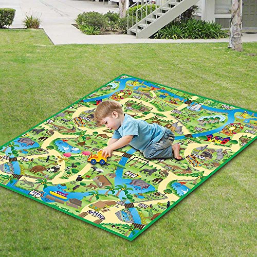 EDUK8 Worldwide Limited Children's Padded Play Mat - Wipe Clean & Water Resistant for Use Indoors & Outdoors, 120 x 100 cm, Great for Education & Play (120 x100 cm, Zoo)