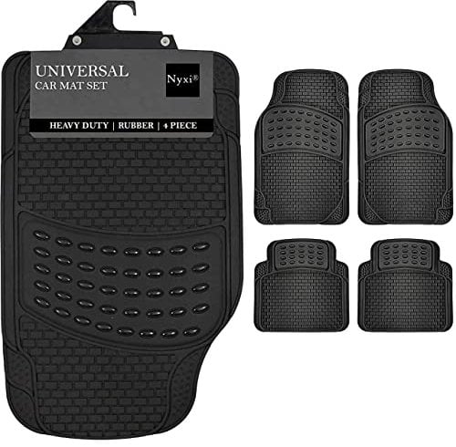 Nyxi 4 Piece Rubber Car Mat (Front + Rear) Universal Non-Slip Deep Dish Heavy Duty for Cars SUV Truck and VAN, Water Proof, All Weather
