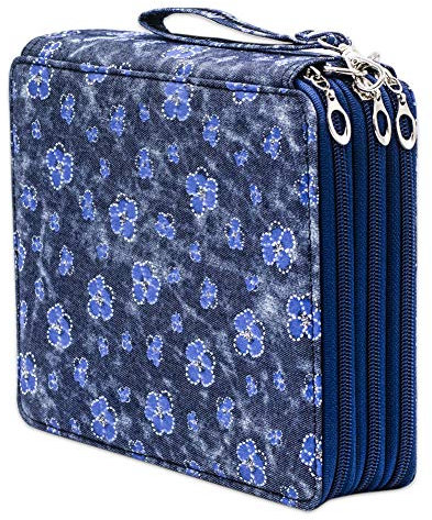 Happy Fox Large Pencil Case,120 Slots Colored Pencil Case Oxford Fabric Pen Case with Compartments Pencil Holder for Watercolor Pencils(Lucky Grass)…