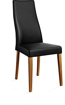 moebel-eins BEILA Polsterstuhl, Material Echtleder/Eiche massiv, schwarz