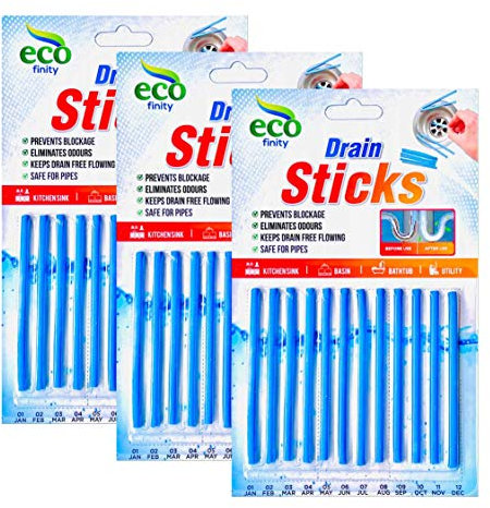 Zotti Drain Sticks | Pack of 36 | Enzyme Drain Cleaner | For Sink, Basin, Bathtub | Powerful Enzymatic Cleaner | Prevents Blockages and Bad Odour | Perfect for Grease, Fat, Food Residue