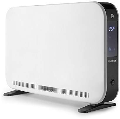 KLARSTEIN Baltrum - Stufa Elettrica, Radiatore a Convezione, 3 Livelli: 800/1200/2000 W, Fino a 40 m², Termostato: 7–35 °C, Timer, Protezione da Surriscaldamento, Silenzioso, Freestanding, Bianco