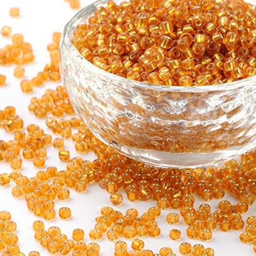 1100 cuentas de cristal de 4 mm, 6/0, abalorios, transparentes, pequeñas cuentas para niños, colores a elegir (dorado con incrustación plateada)