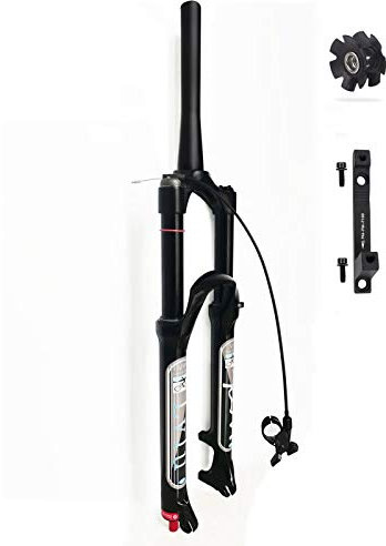 LvTu Mountainbike Gabel 26 27.5 29 Zoll Luft Federgabel 140mm Federweg, Rebound Adjust MTB Vorder Gabel, mit 180mm Scheibenbremse Adapter (Color : Tapered Remote Lock Out, Size : 29 inch)