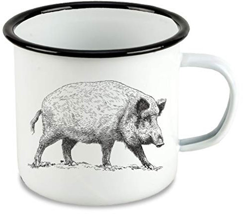 Shirtbild Wildschwein Wildsau Emaille Tasse Becher Kaffeetasse Geschenkidee für Jäger (einheitsgröße)