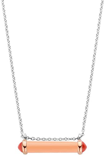 Ti Sento Milano 32016978 Collier Pour Femme en Argent 925 Avec Pierre de Couleur Abricot Taille Unique, Argent Sterling Pierre