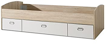 FORTE Lupo Jugendbett, Liegefläche 90 x 200 cm, Holzwerkstoff, Grau Matt kombiniert mit Weiß, 203,6 x 96 x 65 cm