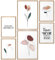Papierschmiede® Mood Poster Set Blumen Abstrakt, Fertiges Bilder Set mit Rahmen (Holz, Natur), Wohnzimmer Deko Schlafzimmer, 2x DIN A3 und 4x DIN A4, Zeichnung Gemälde Rose Tulpe